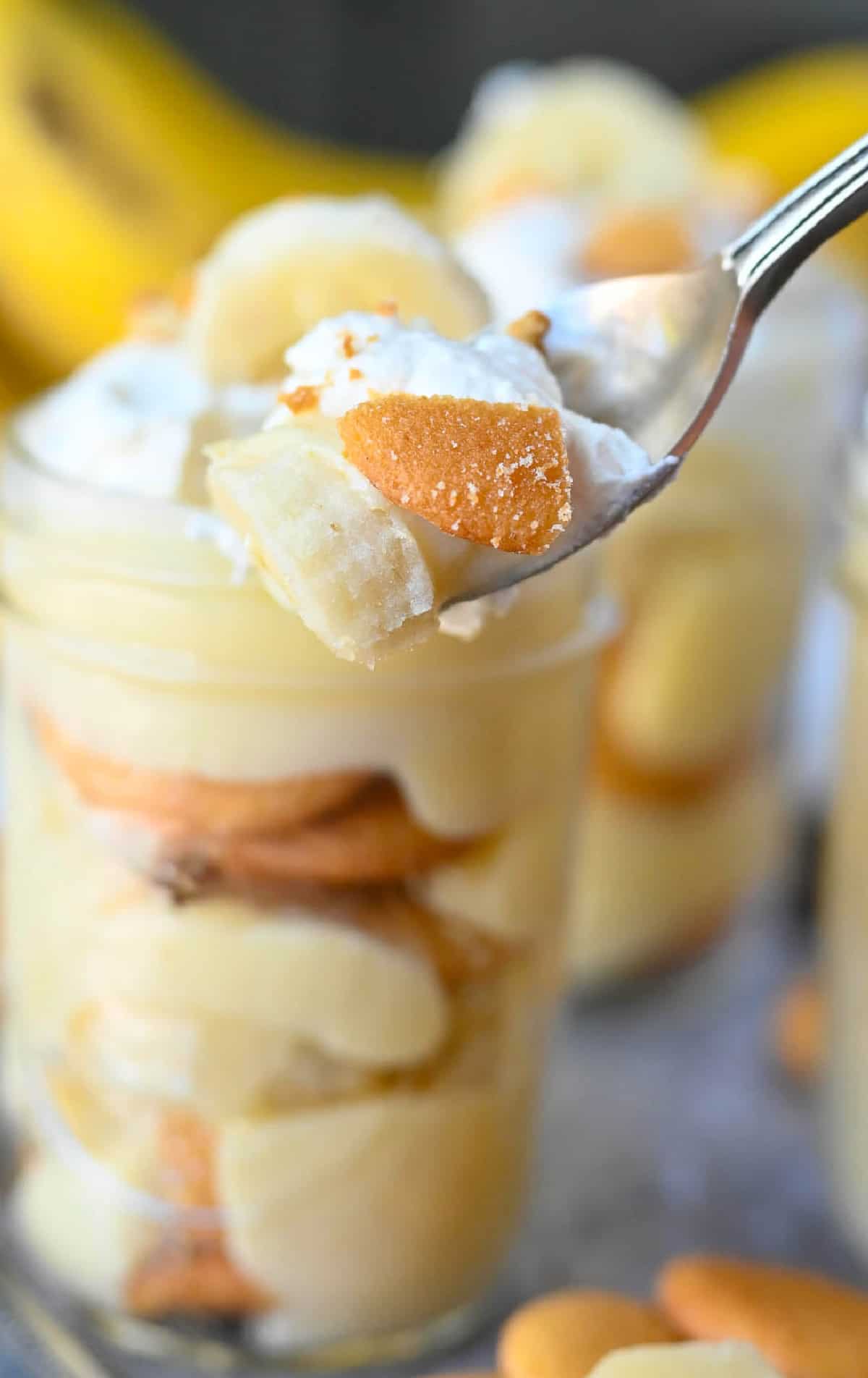 A spoonful of banana pudding.