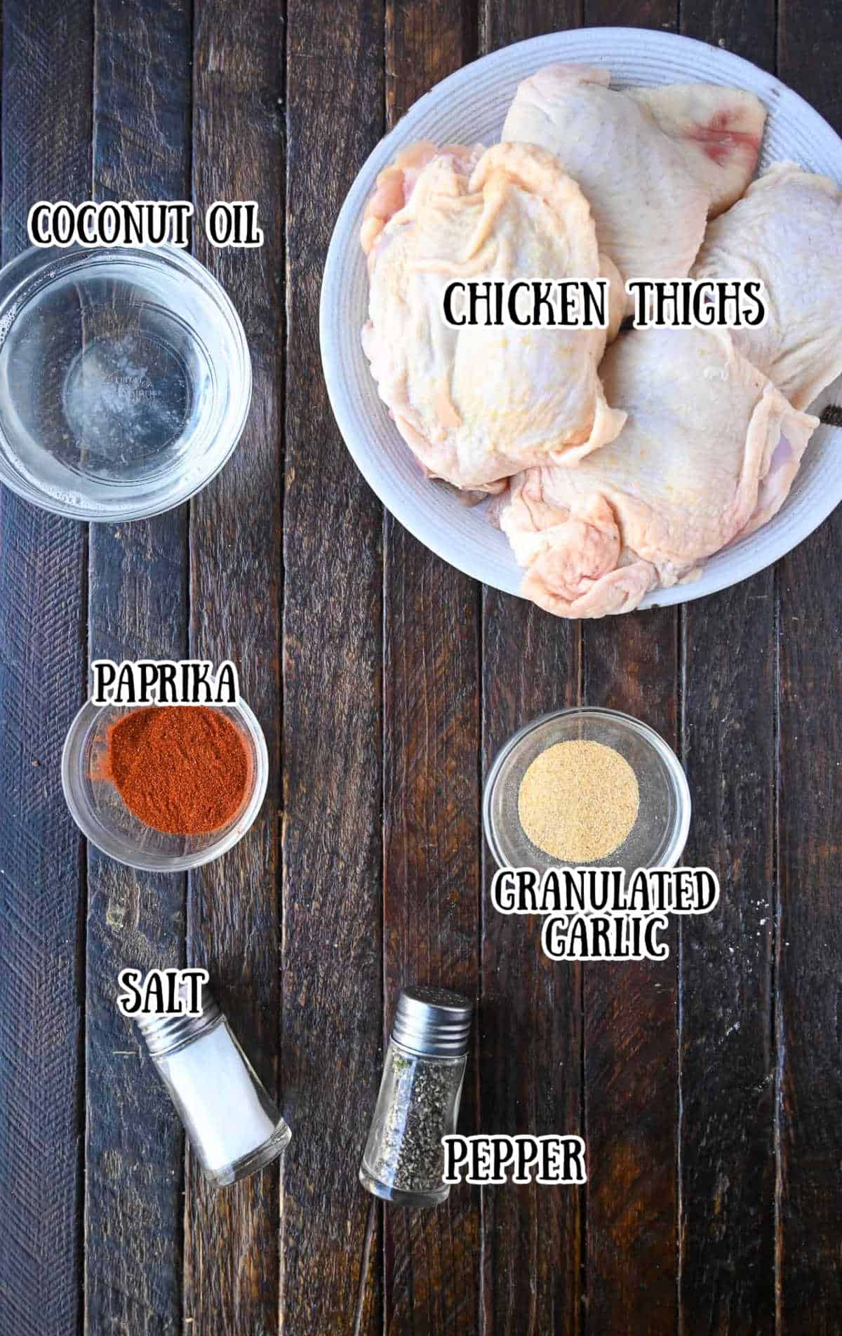 All the ingredients needed for the chicken recipe.