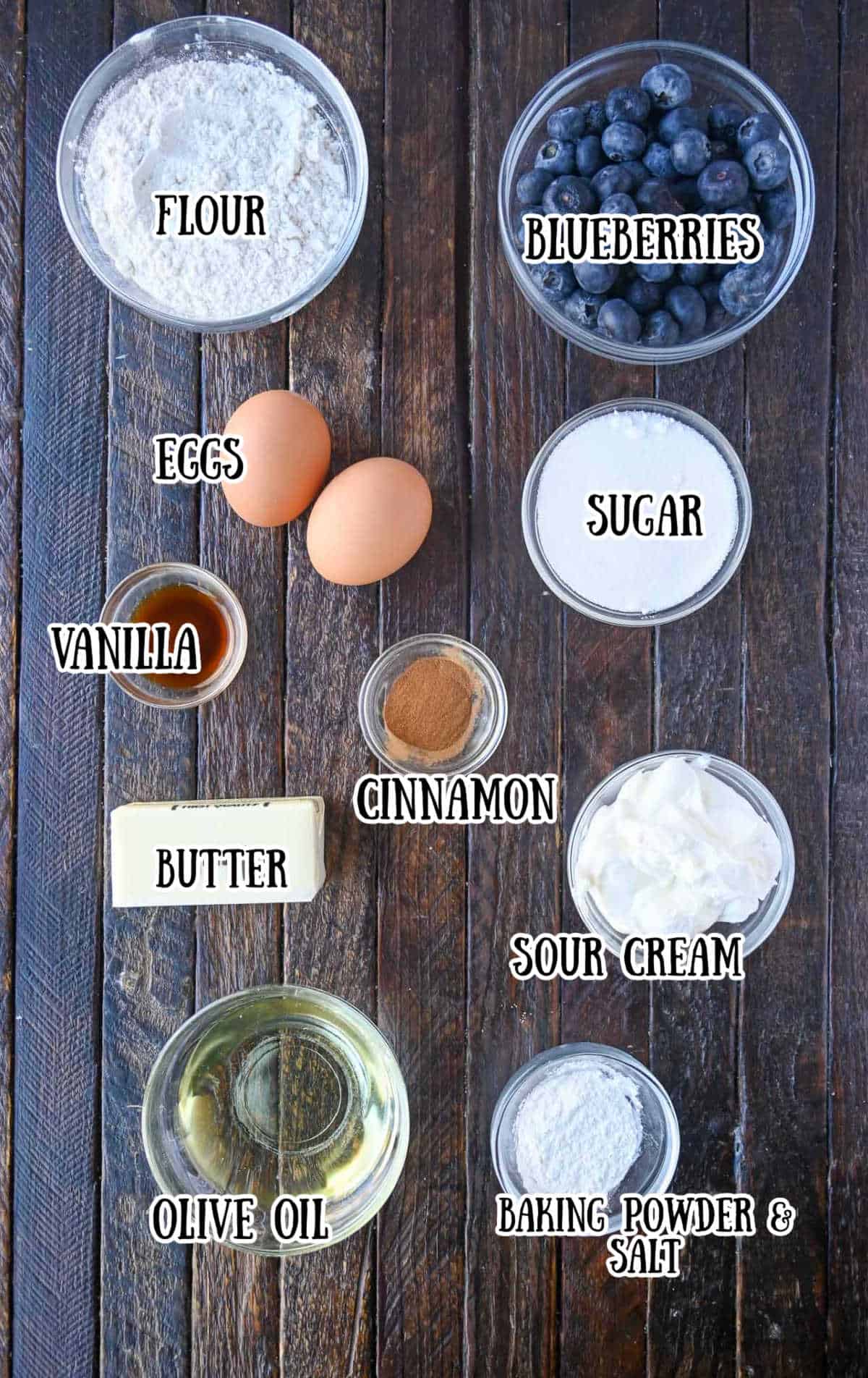 All the ingredients needed for these muffins.