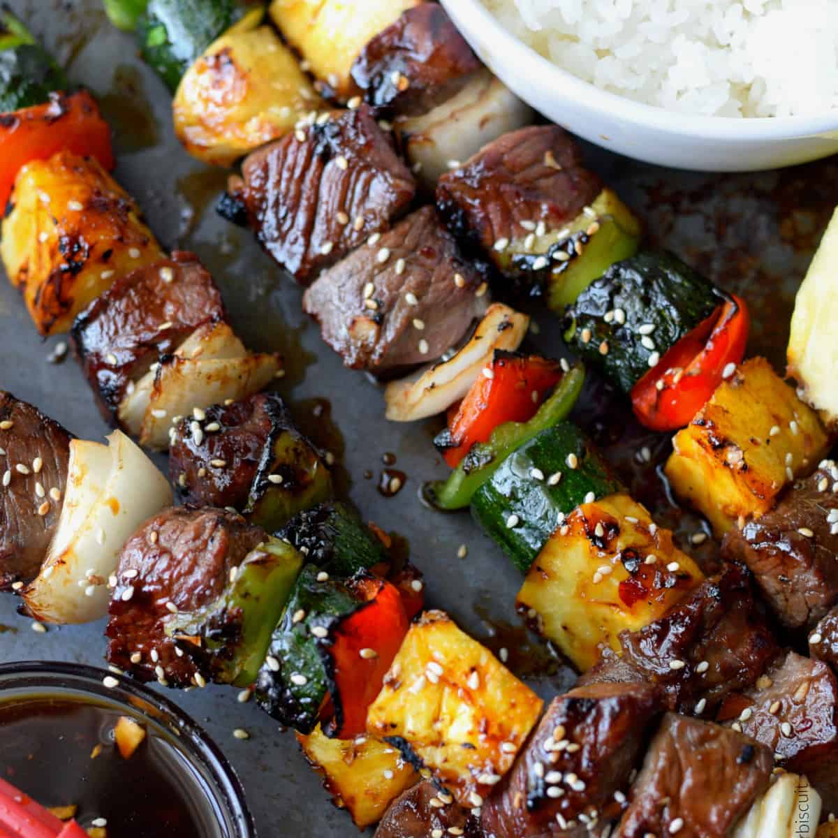 Spicy Teriyaki Grilled Steak Kebabs