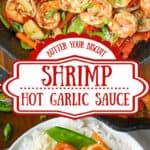 Pinterest pin os hot garlic shrimp.