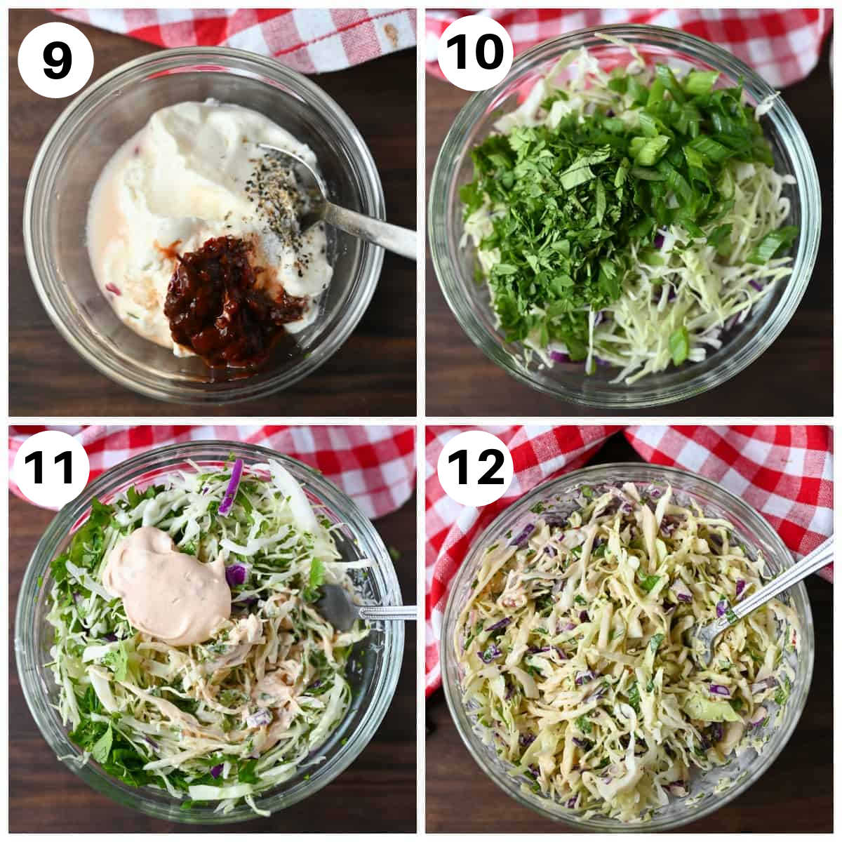 Chipotle lime coleslaw being made in a medium bowl.