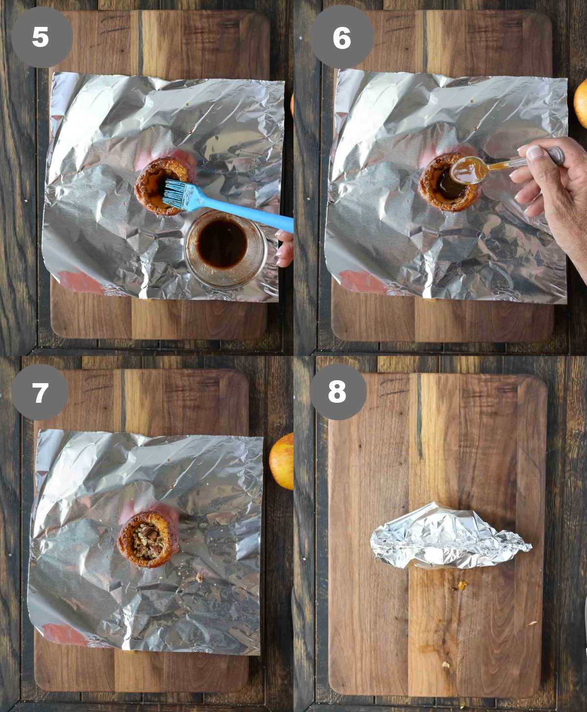 Apples with sugar mixture brushed on top then wrapped in foil.
