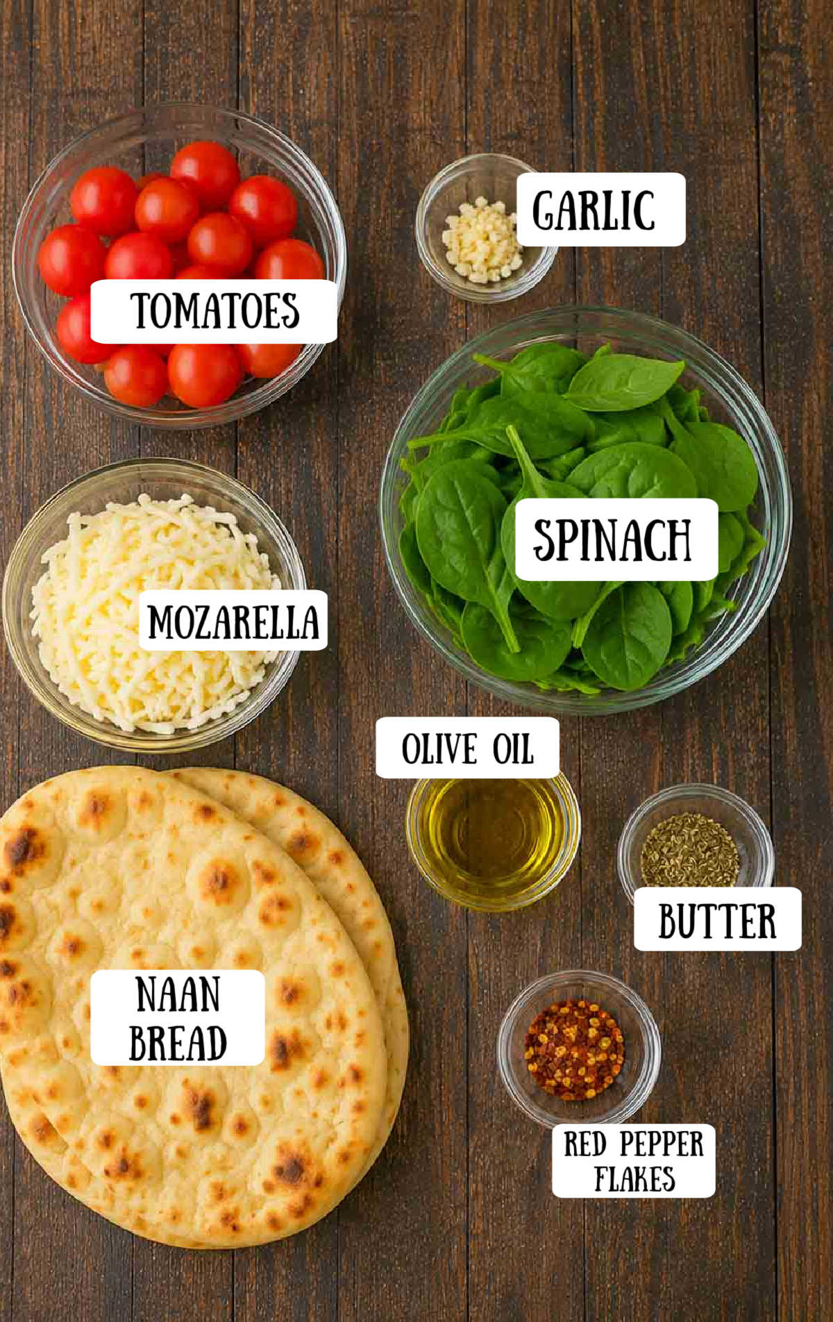 All of the ingredients needed for this flatbread.
