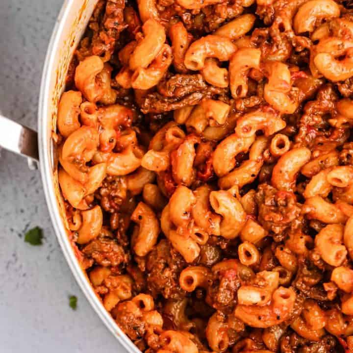 One pot goulash in a large pot.
