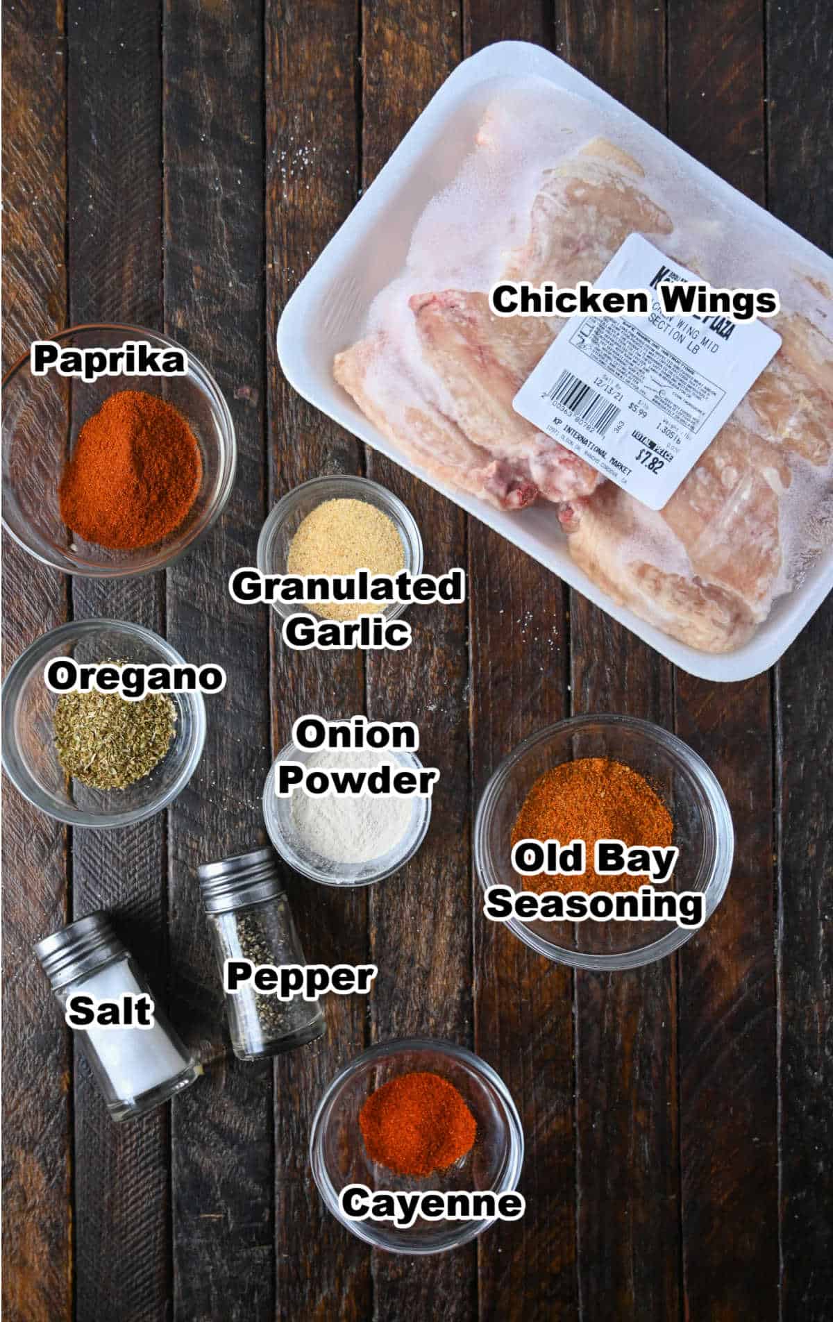 all ingredients needed for chicken wings.