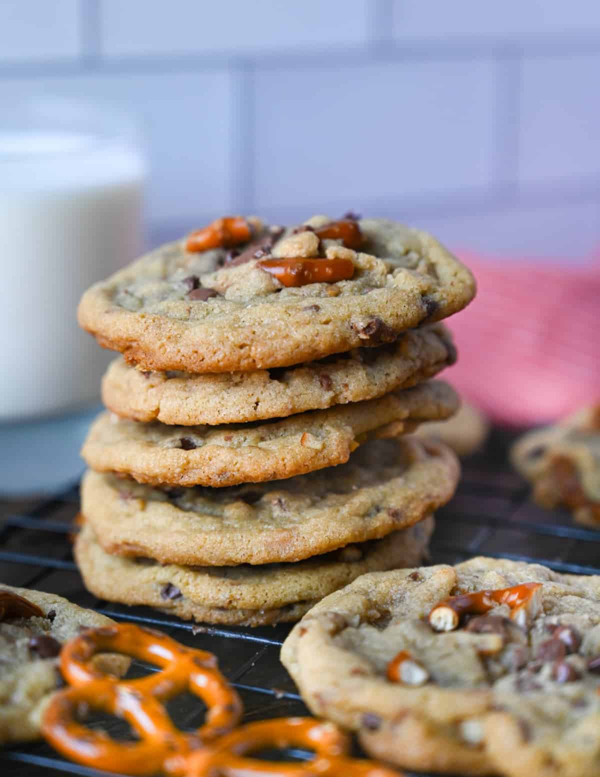 A close-up of a stack of cookies.