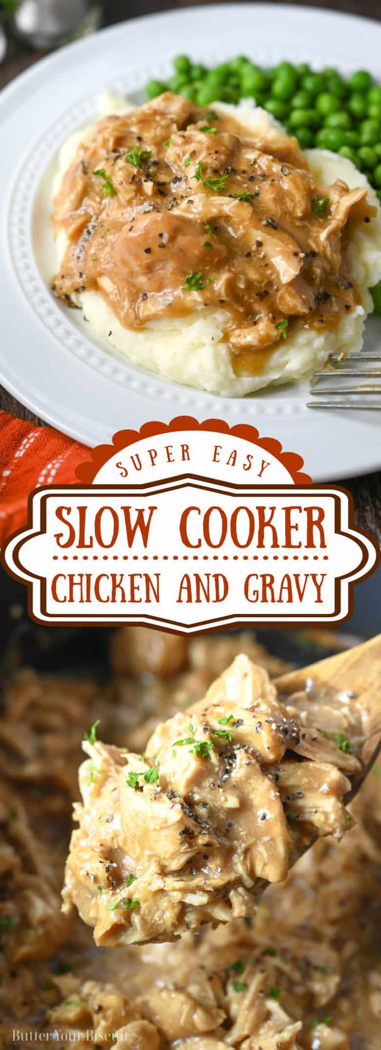 Easy Slow Cooker Chicken and Gravy Butter Your Biscuit