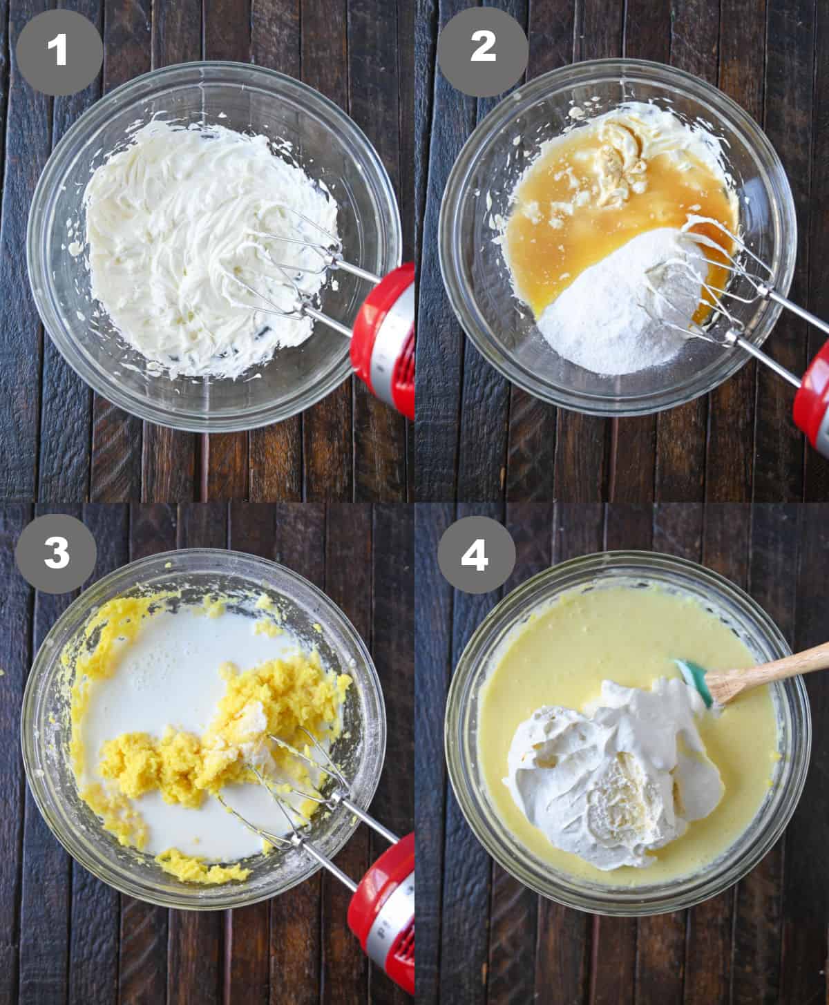 Cream cheese in a bowl, all the rest of the wet ingredients added and mixed.