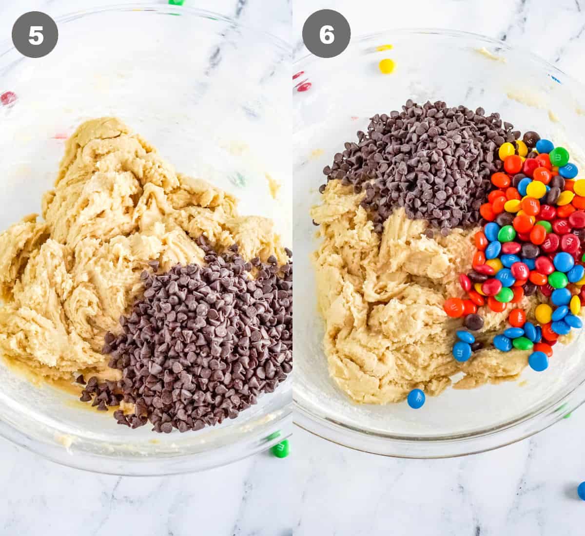 Mini chocolate chips and m&m's added in.