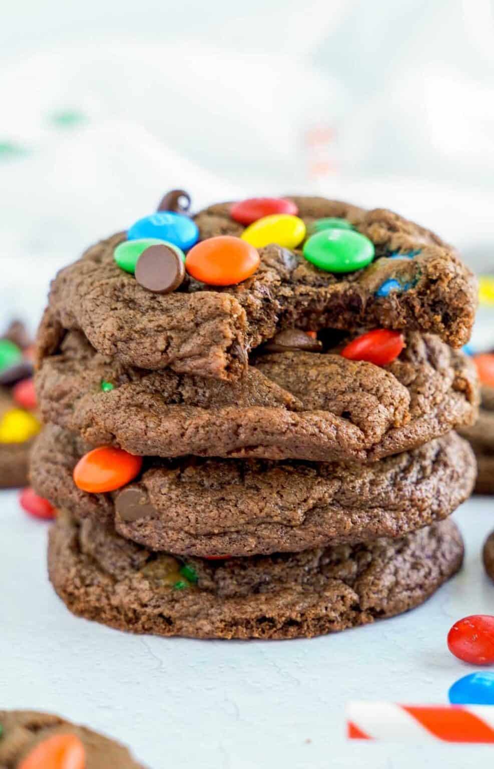 Triple Chocolate M&M Cookies | Butter Your Biscuit