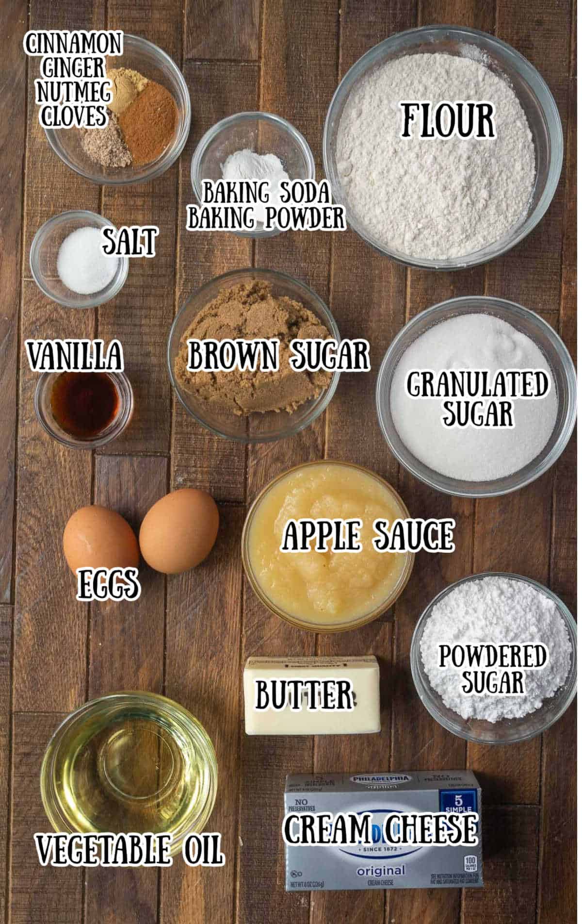 All the ingredients needed for this cake.