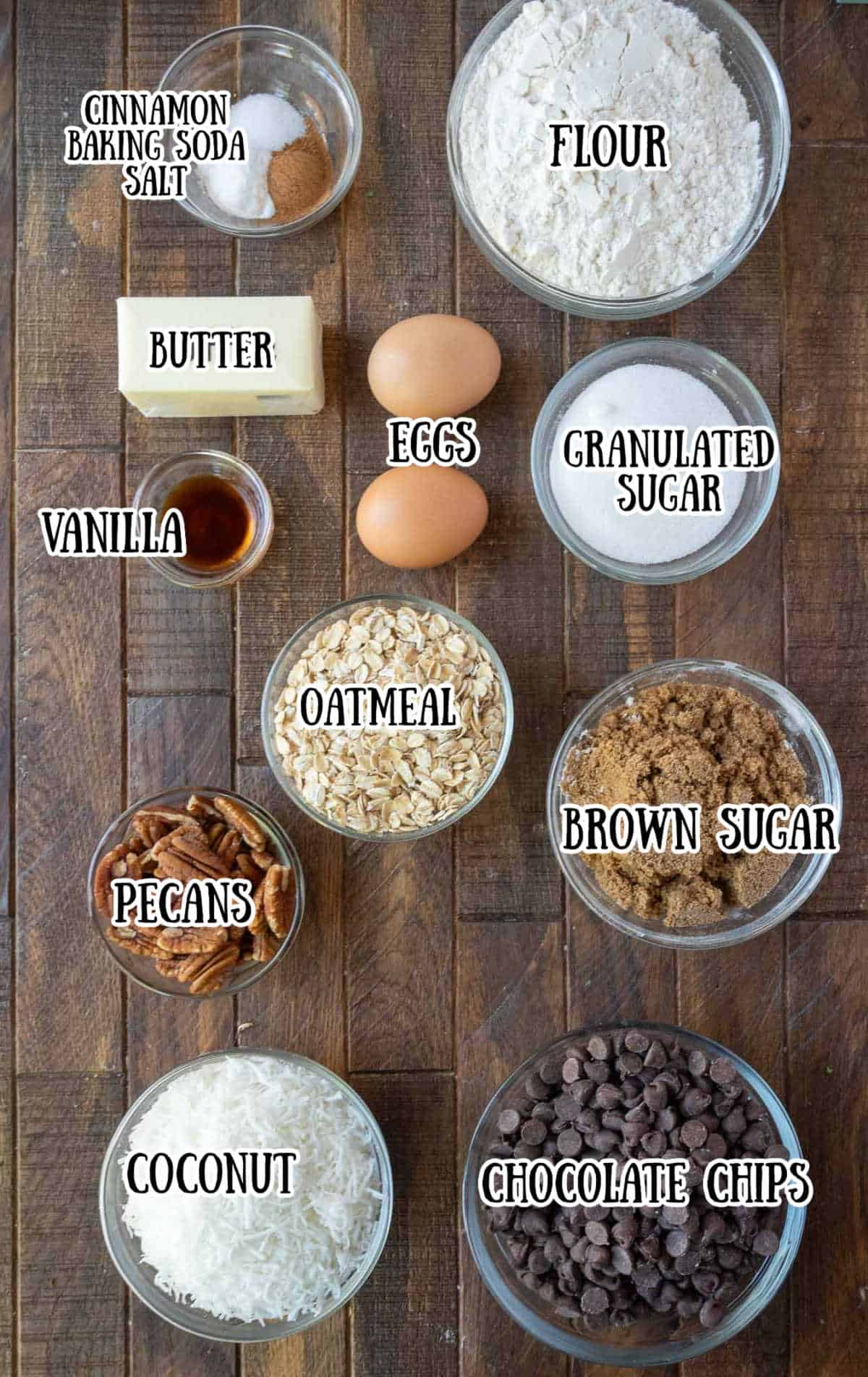 All the ingredients needed for these cookies.