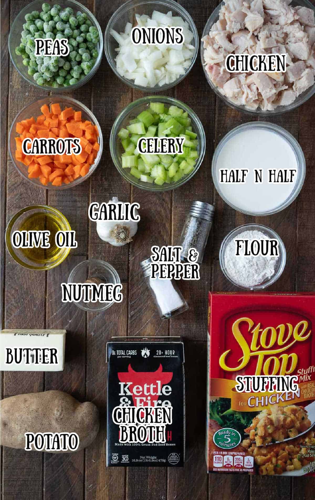All the ingredients needed for this casserole.