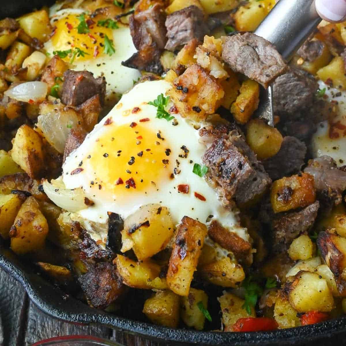 Steak and Potato Breakfast Hash Butter Your Biscuit