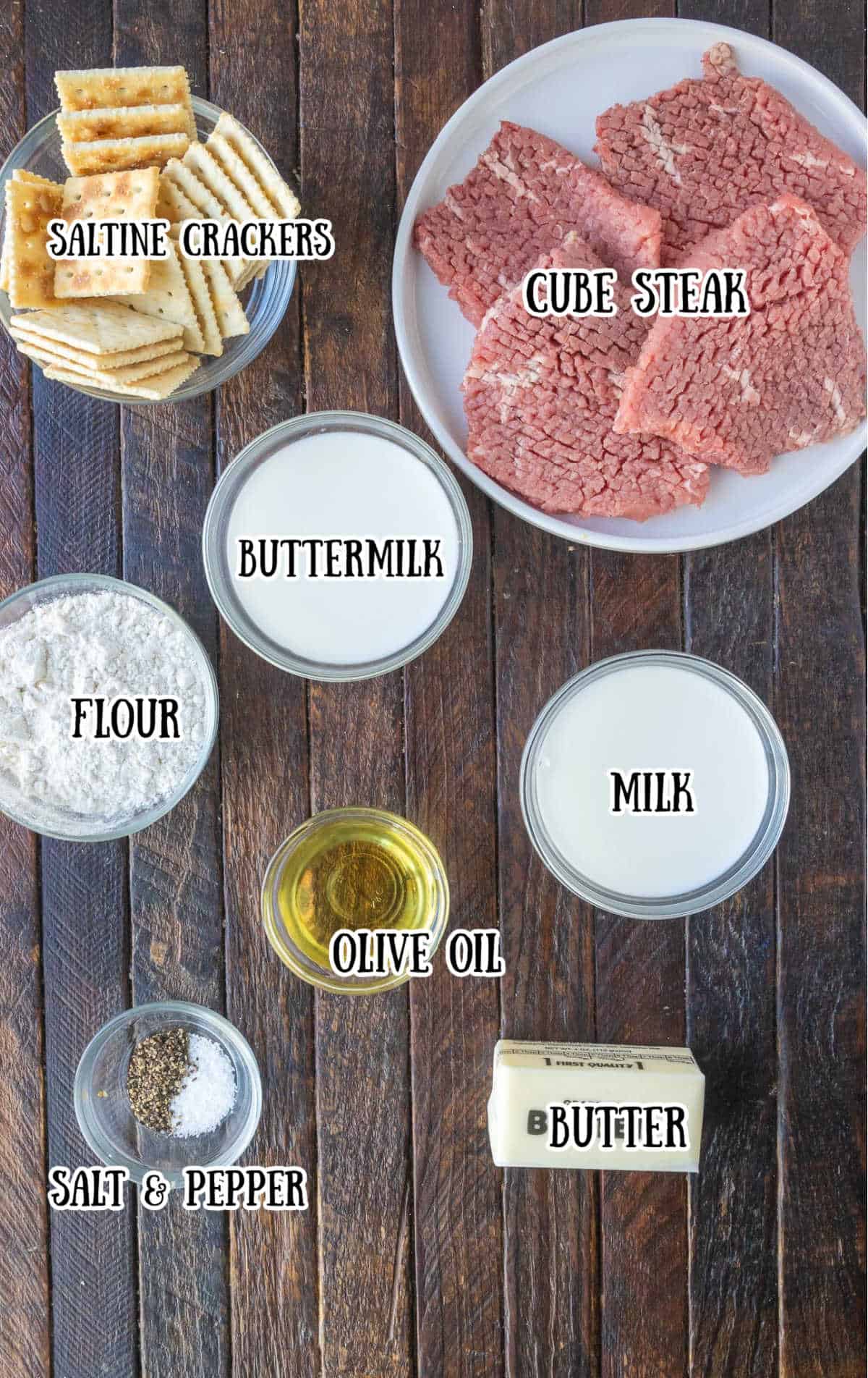 Labeled ingredients for Texas roadhouse chicken fried steak.
