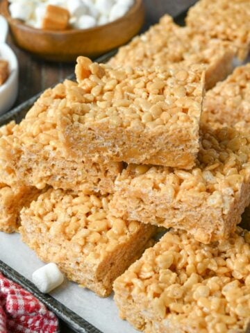 A stack of rice crispy treats.