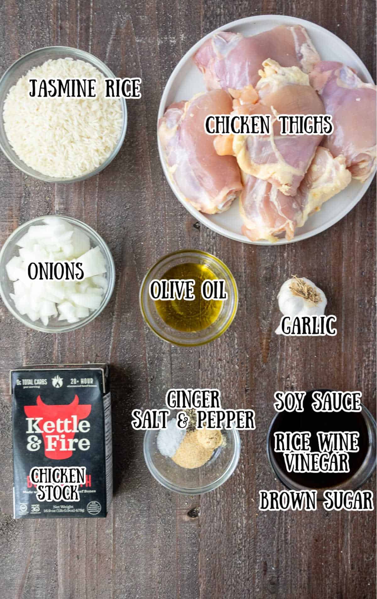 All the ingredients needed for this hibachi chicken.