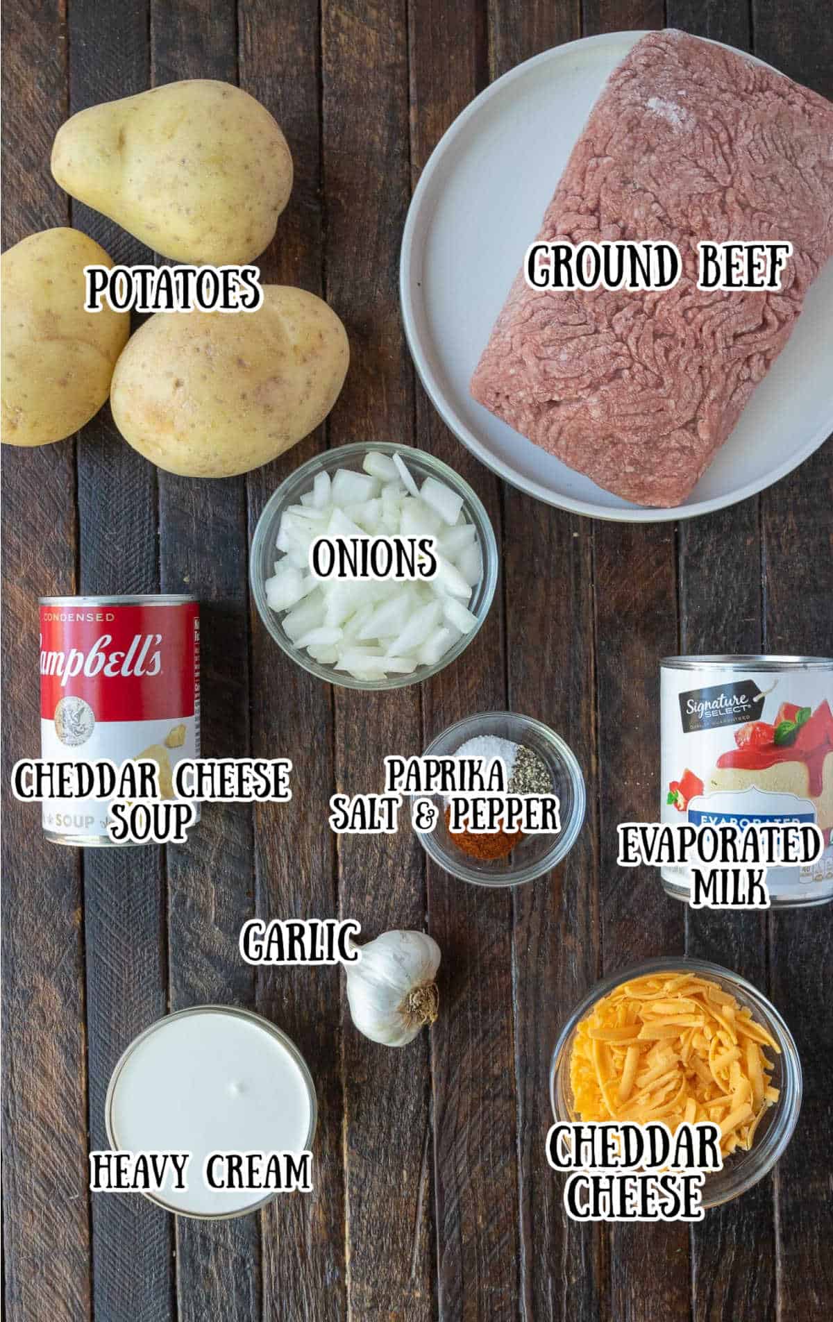 All the ingredients needed for this casserole.