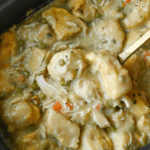 Chicken and dumplings in a slow cooker pinterest pin.