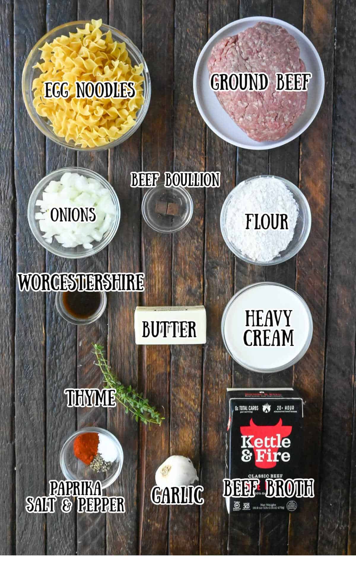 All the ingredients needed for beef and shells.