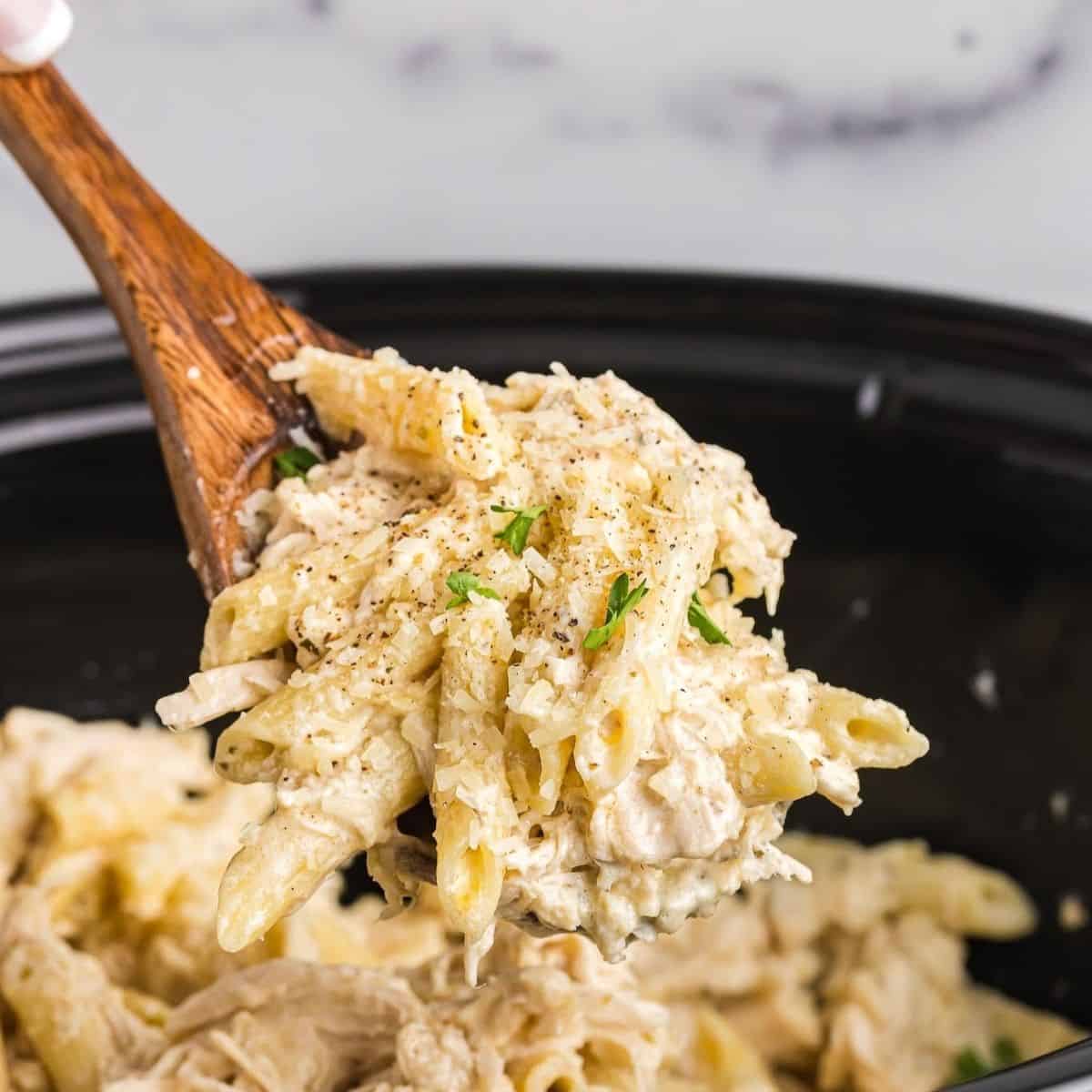 Pasta dinner in a slow cooker.