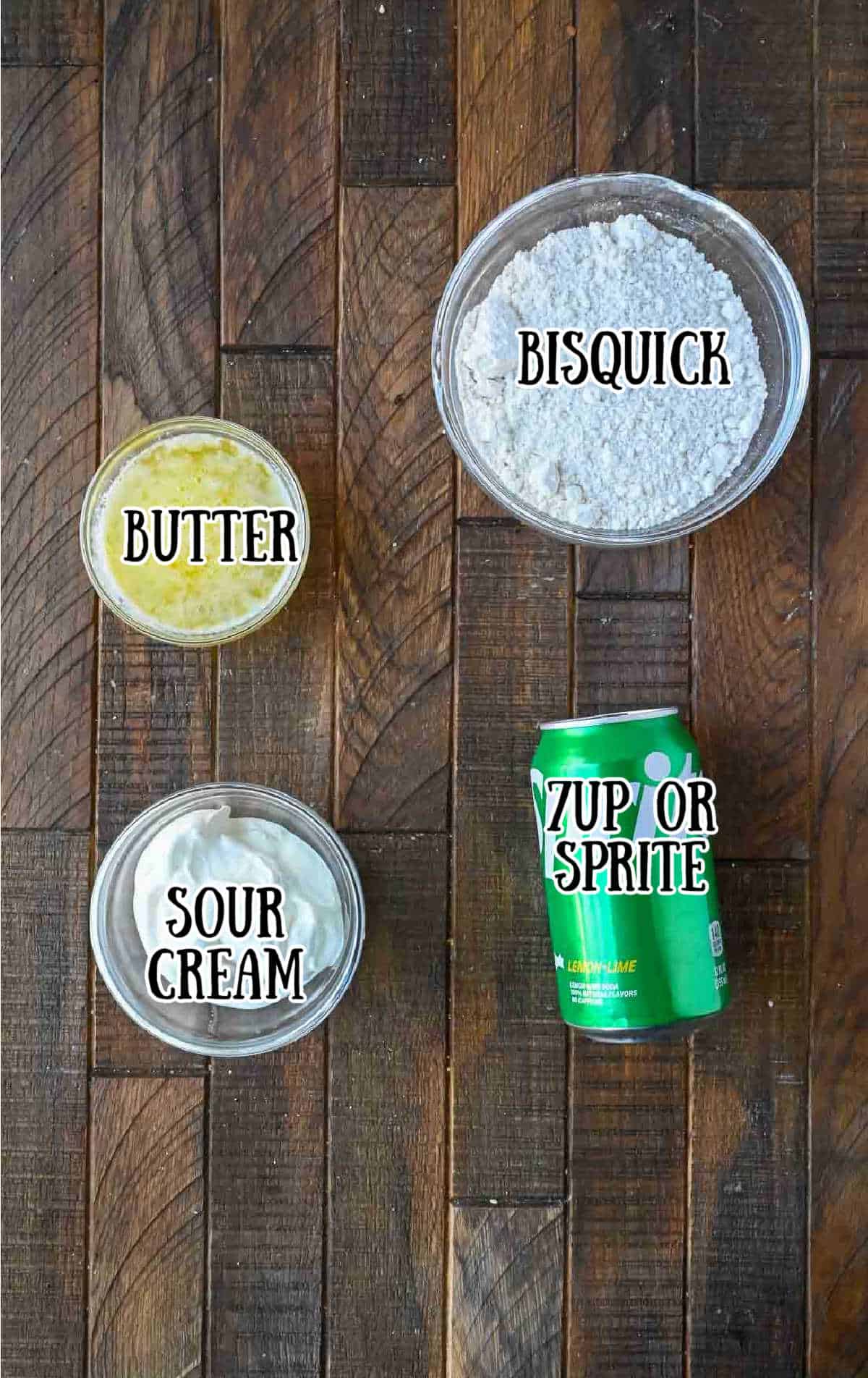 Labelled ingredients for 7-up biscuits.