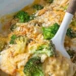 Pinterest graphic for broccoli cheddar chicken.