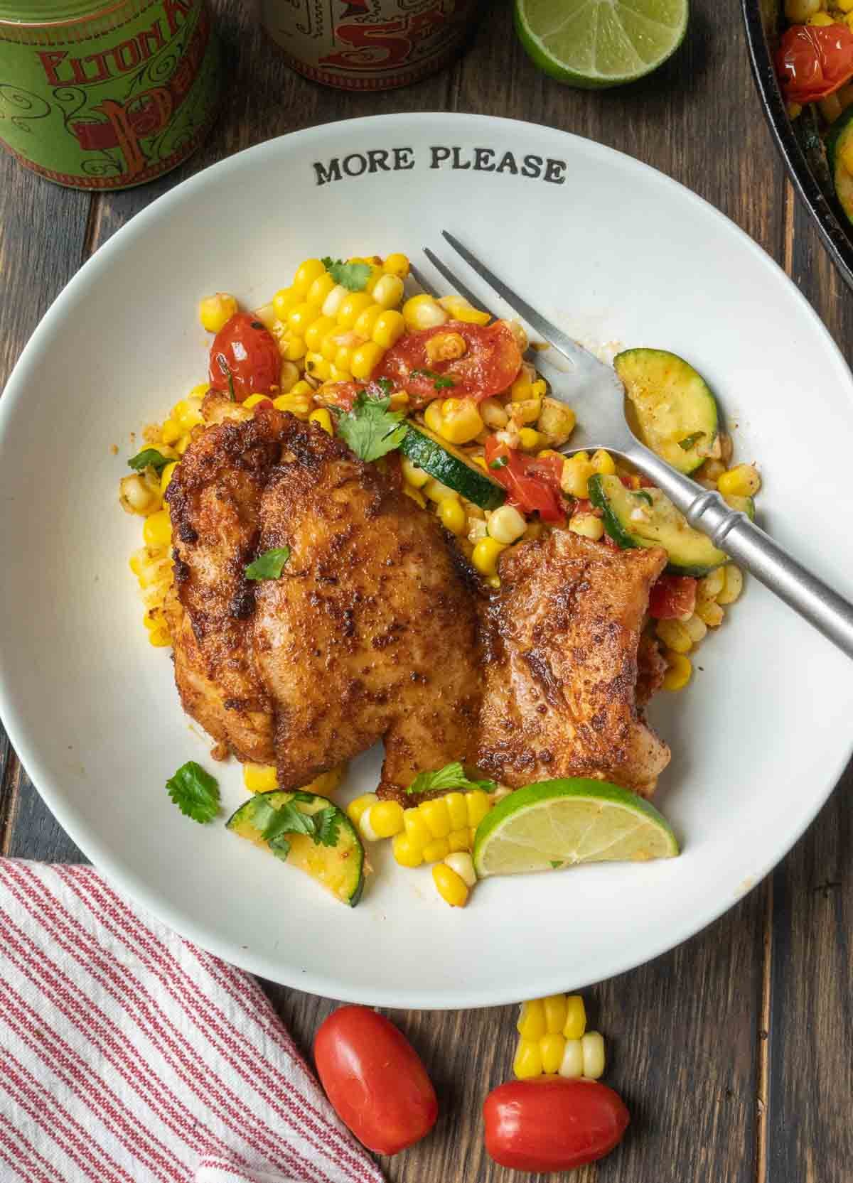 A plate of cilantro lime chicken skillet.