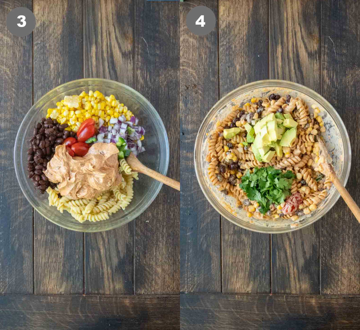 Corn salad ingredients in a bowl and the dressing add in and mixed.