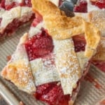 Pinterest graphic featuring strawberry slab pie.
