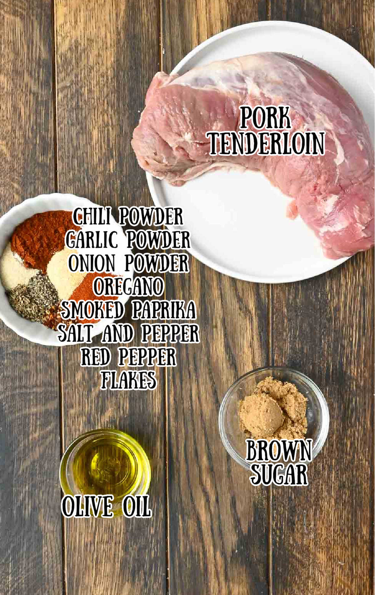All of the ingredients for this tenderloin.