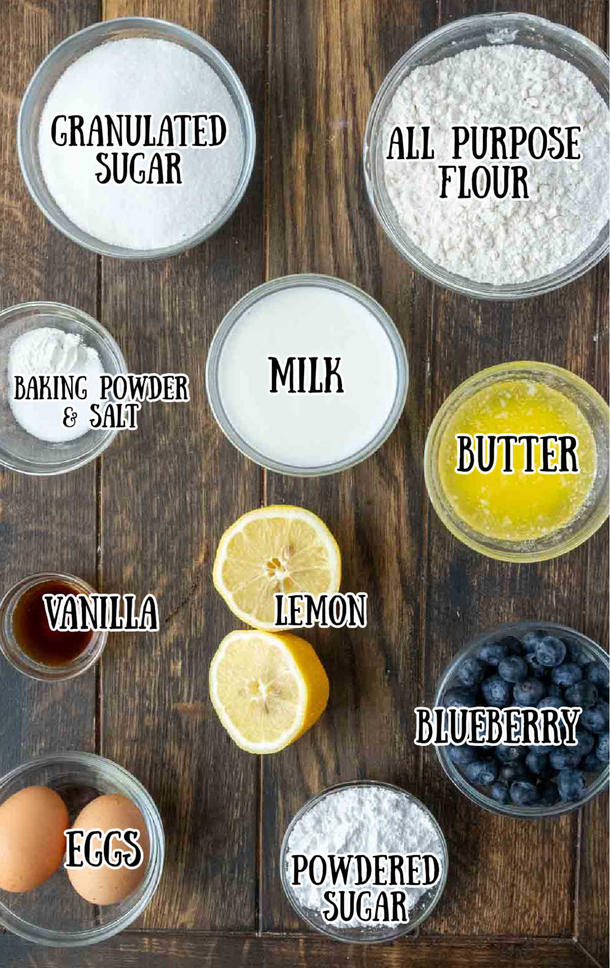 All of the ingredients needed for this lemon blueberry