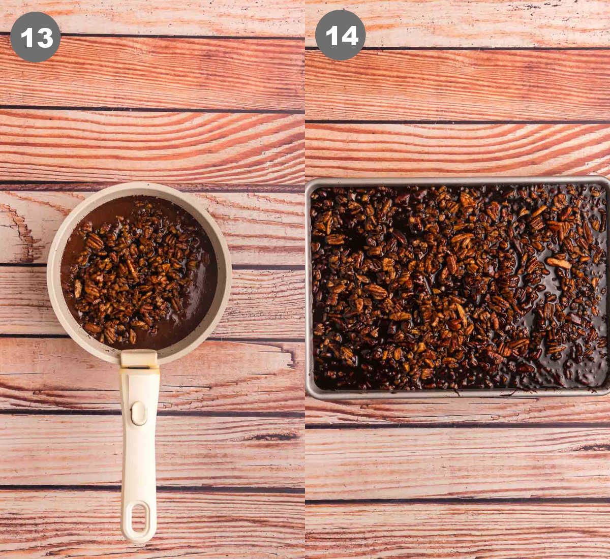 Steps 13 and 14 for dr pepper cake.