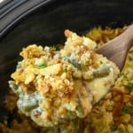 Slow cooker chicken stuffing casserole pinterest pin.