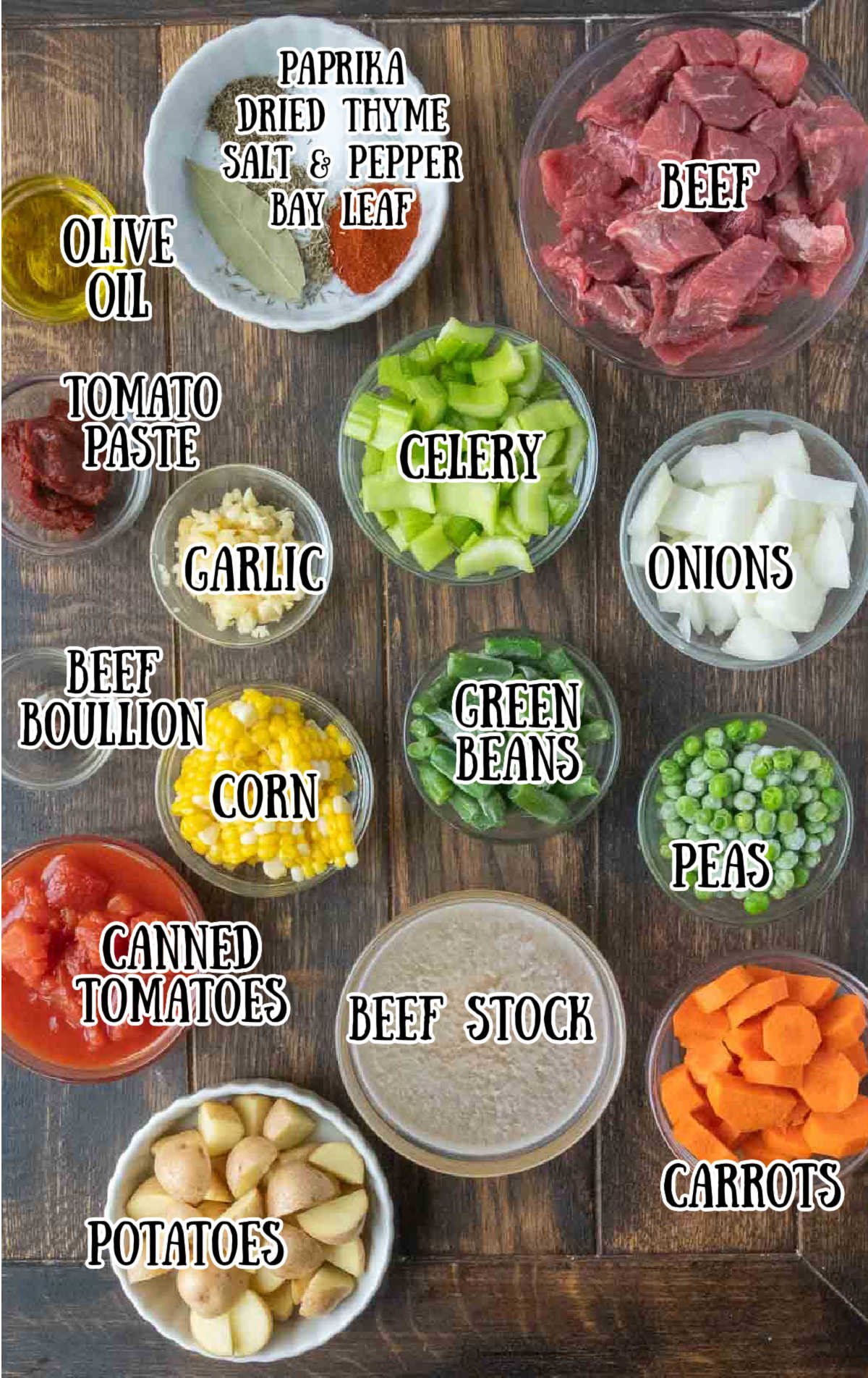 All of the ingredients for this soup.
