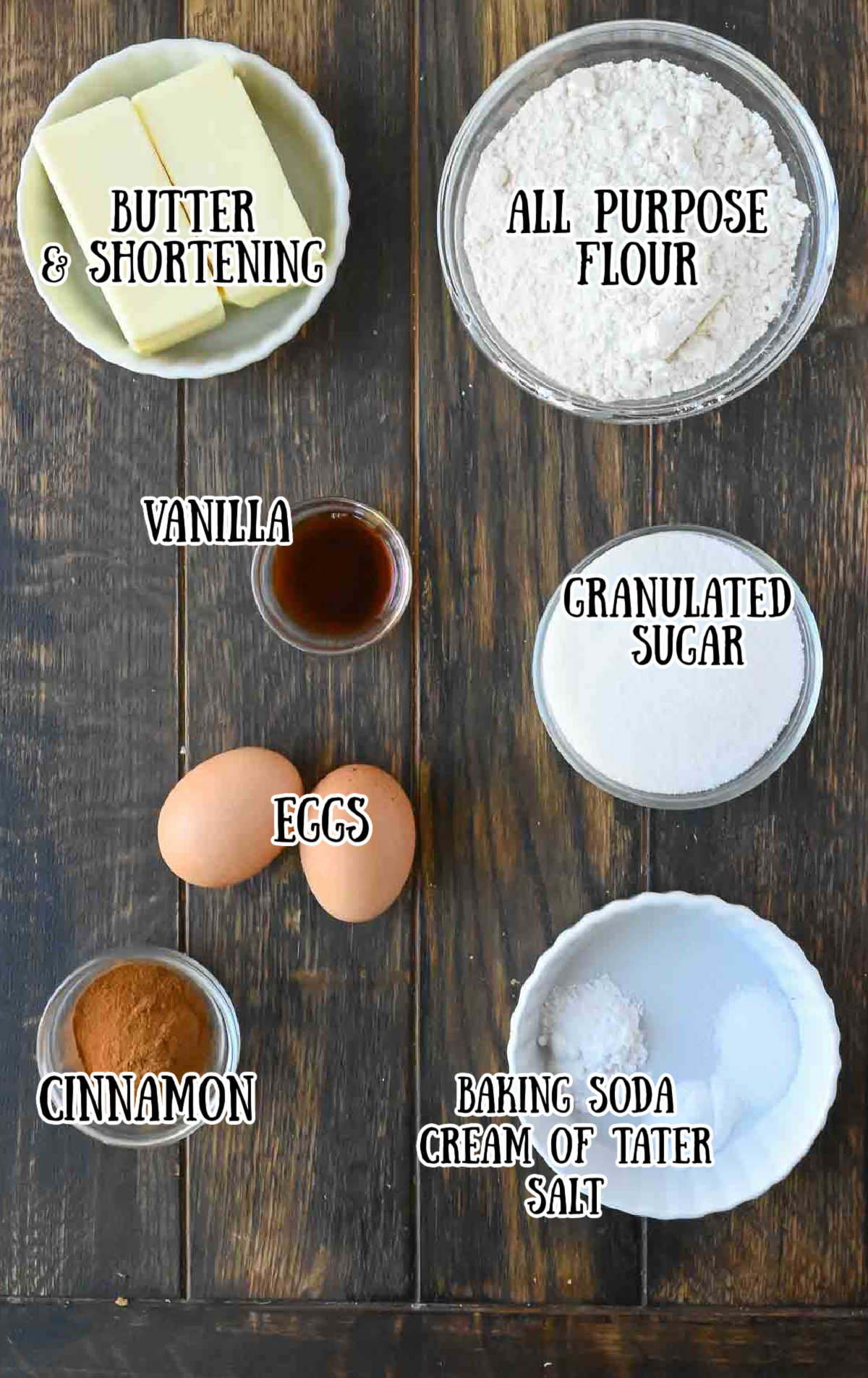 All the ingredients needed for these cookies.