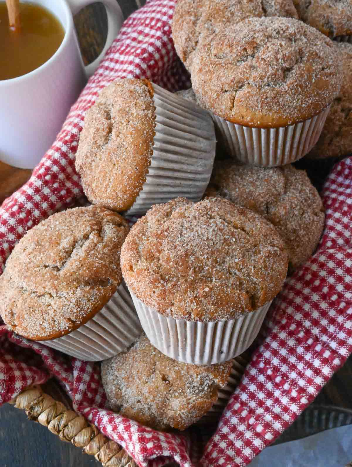A basket of apple cider muffins.