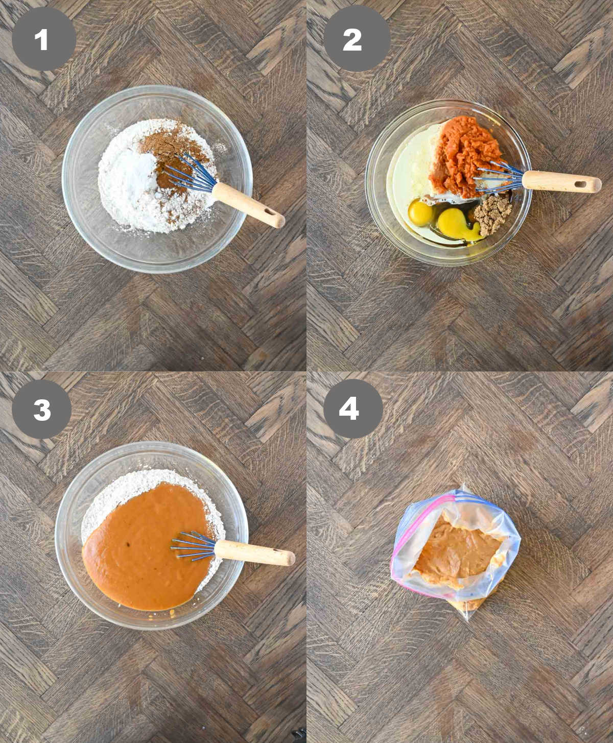 Donut batter mixed in a bowl.