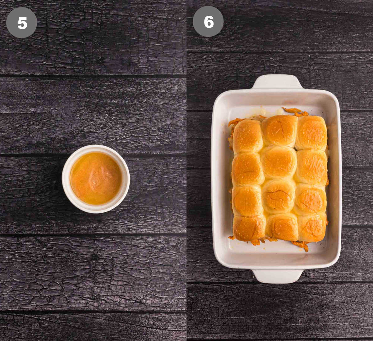 Steps 5 and 6 for buffalo chicken sliders.