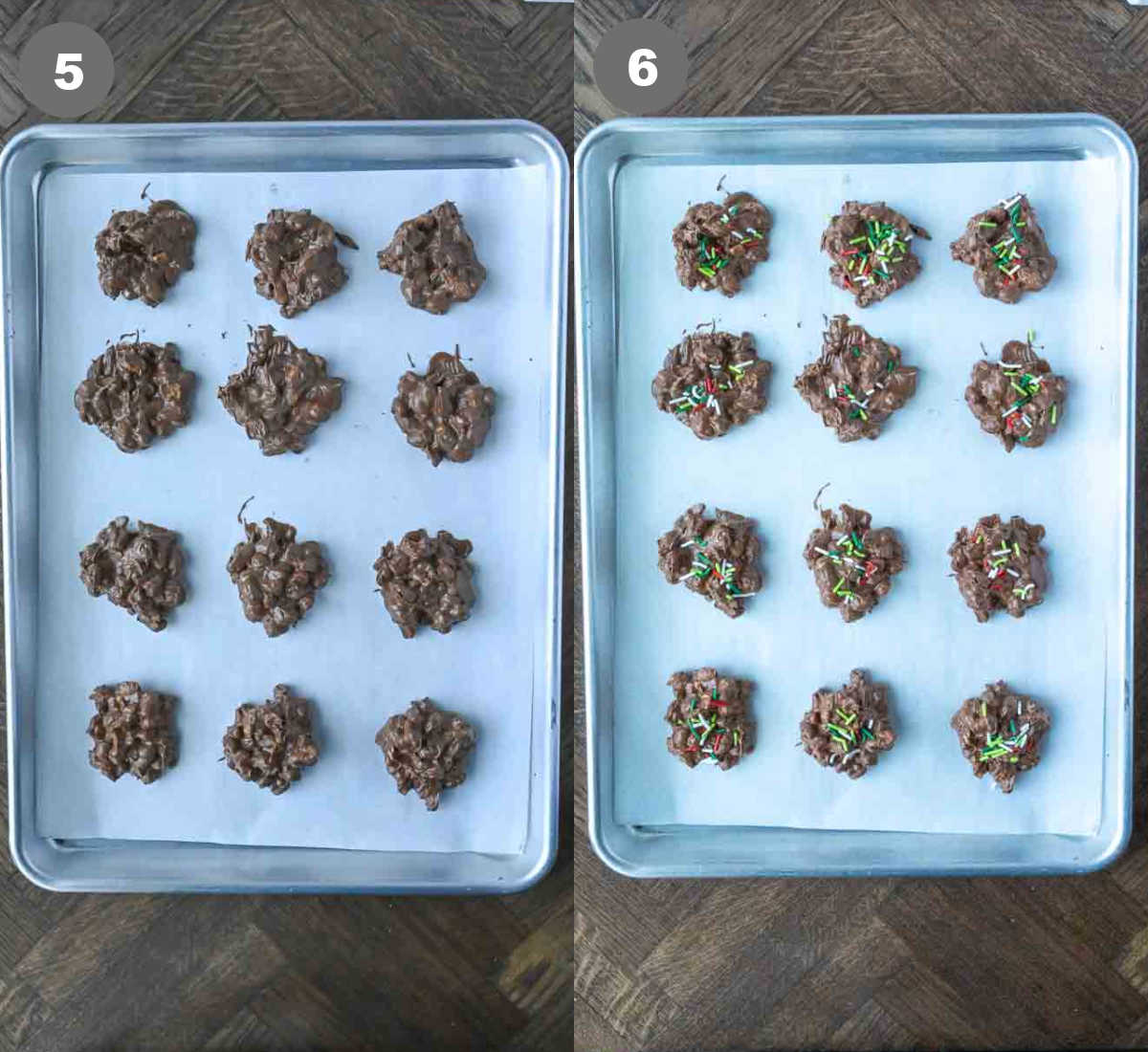 Steps 5 and 6 for making slow cooker christmas candy.