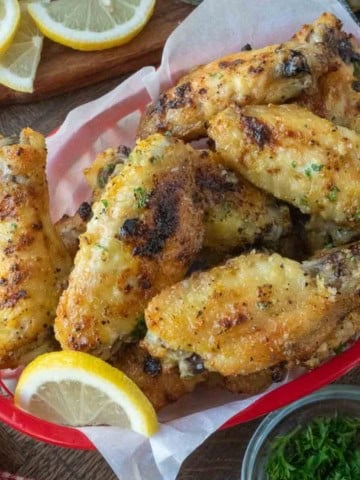 A basket of lemon pepper wings.