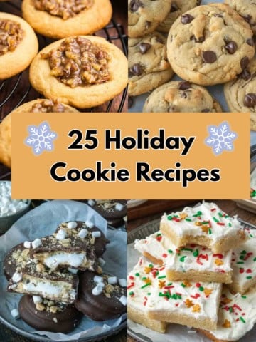 A photo of four holiday cookies.