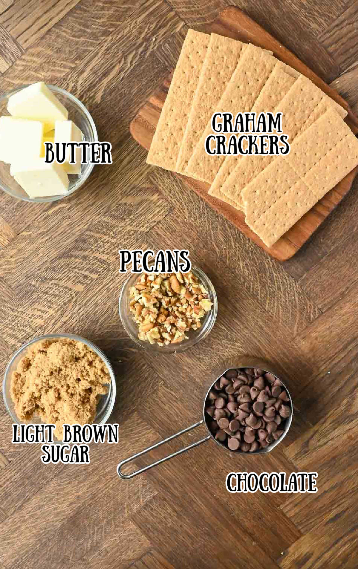 All of the ingredients needed for this toffee.