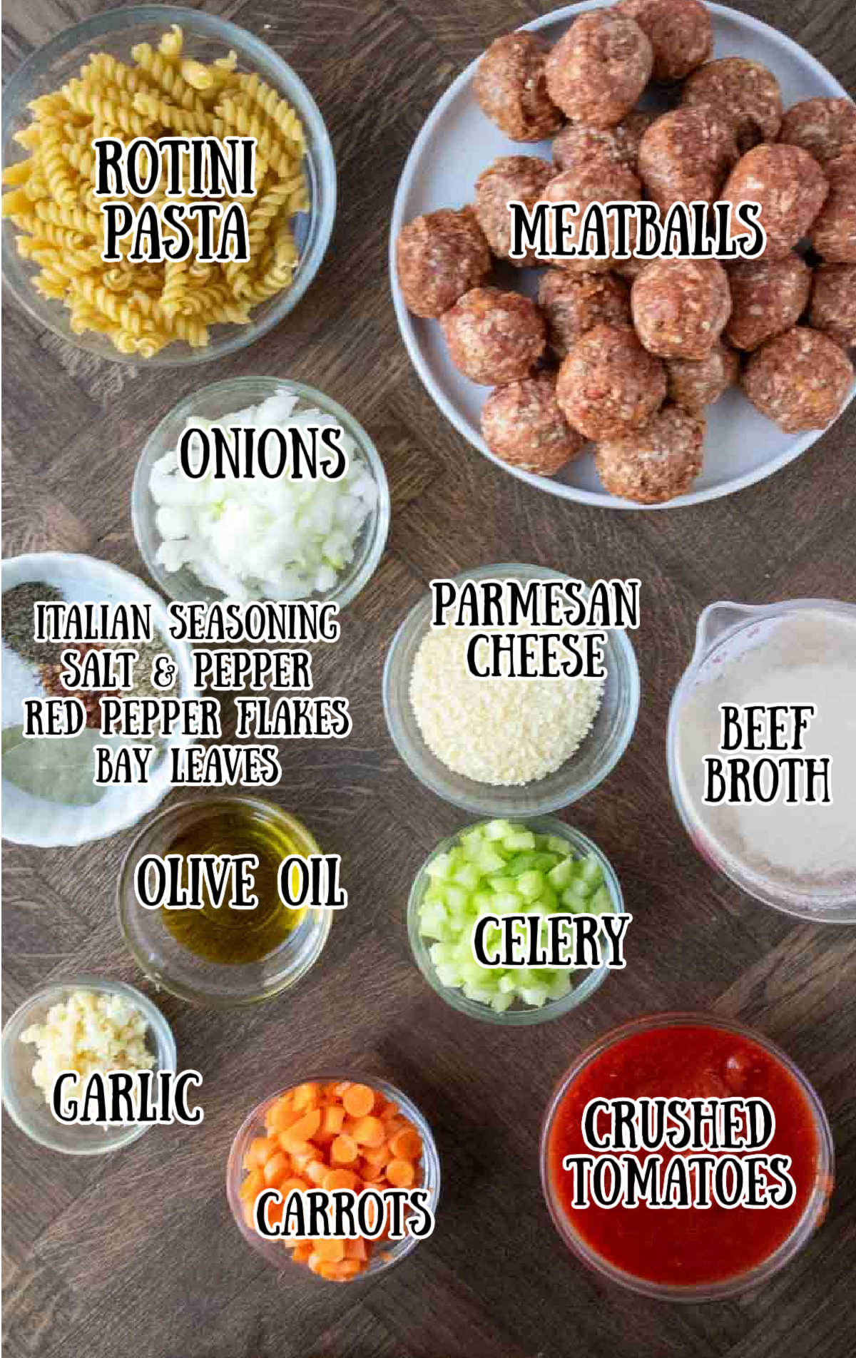 A photo of all the ingredients needed for this soup recipe.