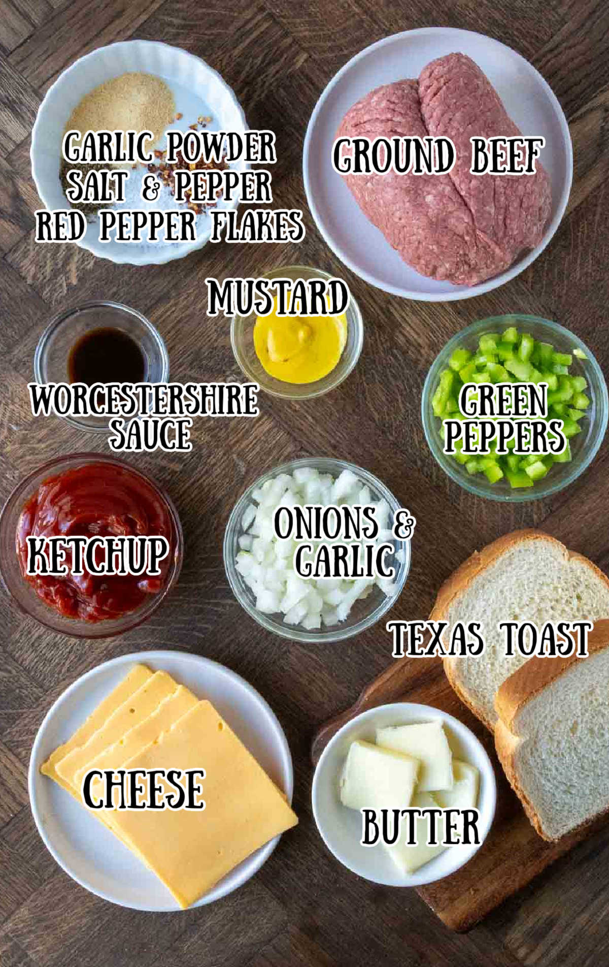 All the ingredients needed for these slopy joes.