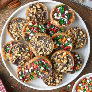 A plate of ritz cracker toffee cookies.