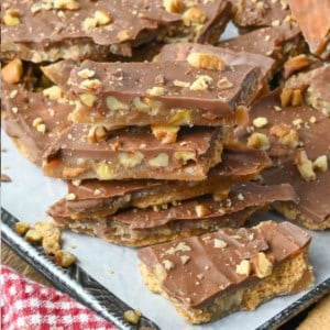 A stack of graham cracker toffee bars.