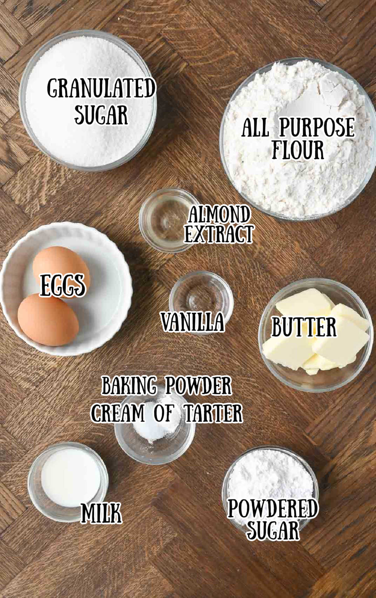 All of the ingredients needed for these cookies.