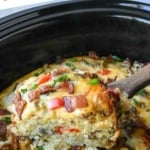 Pinterest graphic featuring slow cooker breakfast casserole